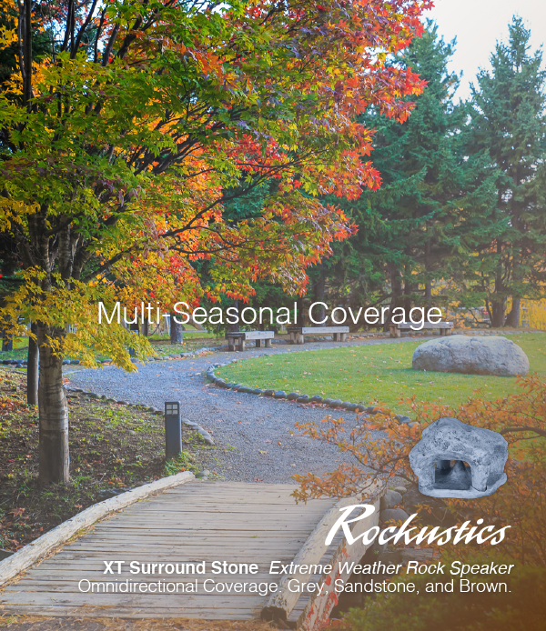 Rockustics – Multi-seasonal Coverage.  XT Surround Stone – extreme weather speaker.